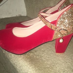 Red sparkly heels
